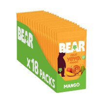 BEAR Mango Yoyos - Dried Fruit Rolls - Healthy - Vegan - 20g (18 packs)