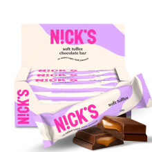 NICKS Soft Toffee Keto Chocolate Bars No Added Sugar 110 Calories, 3.5 Net Carbs, Gluten Free Caramel Sweets Low carb Candy Snack Bar (Multipack 15x2