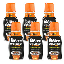 Buster Kitchen Plughole Unblocker (Pack of 6 x 150g) Fast-Acting Sink Unblocker Dissolves Fat, Food & Debris, Drain Cleaner Clears Blockages in Kitch