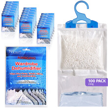 Nyxi Set of 100 Hanging Interior Wardrobe Dehumidifier - 230g Each Bag - Ideal to stop damp, mould mildew & condensation- For Wardrobe, Home, Kitchen