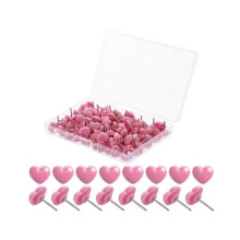 Verpakking met 100 roze hartvormige decoratieve punaises voor prikborden, wanddecoraties, foto's, kaarten,