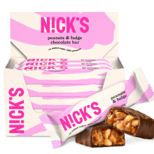 NICKS Peanuts n fudge Keto Chocolate Bars No Added Sugar 175 Calories, 4.1 Net carbs, Gluten Free Sweets Low carb Candy Snack Bar (Multipack 15x40g)