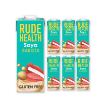 Rude Health 6 x 1 Litre Soya Barista Drink, Dairy Free, 100% Natural Drink, No Added Sugar, Healthy & Vegan Milk, Lactose Free Milk, No Additives, Gl