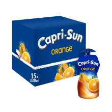 Capri-Sun Orange Juice Drink Multipack (15 x 330ml) Big Pouches with Resealable Cap - Made with Real Fruit Juice - No Preservatives, Artificial Colou