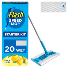 Flash Speedmop Floor Cleaner Starter Kit for Cleaning Floors with Dirt-Lifting Action (1 Mop, 20 Wet Floor Refills)
