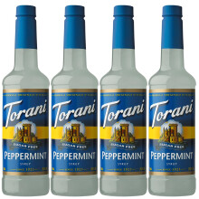Torani Sugar Free Peppermint Coffee Syrup 4 x 750ml – Zero Calorie Drink Syrup for Coffee, Lattes & Iced Drinks – Barista Style Peppermint Flavour