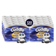 Panda Cuddle 3‑Ply Quilted Toilet Paper – Ultra Soft & Gentle Bulk Loo Rolls, Bulk Bathroom Tissue - Maxi Value Pack of 120 Rolls, Sustainable Gen
