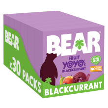 BEAR Yoyos Blackcurrant 20g (Pack of 30) – Made with Real Fruit, No Added Sugar, Ideal lunchbox snack for kids or on-the-go