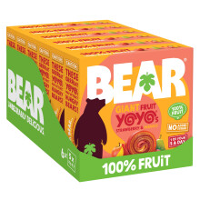 BEAR GIANT Strawberry & Mango Yoyos - Dried Fruit Rolls - Healthy - Vegan - 20g - 6 x 5 Packs (Pack of 30)
