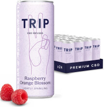 TRIP CBD Drink, Sparkling Raspberry Orange Blossom, 25mg CBD, Fizzy Drink, Low Calorie, Vegan (Pack of 24 x 250ml)