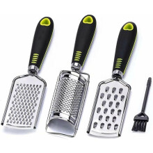 Kaasrasp en citroenschiller, set van 3 raspen, roestvrijstalen mes, ergonomische handgreep van thermoplastisch rubber, fa