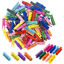 100 stuks mini houten wasknijpers, kleurrijke wasknijpers, houten wasknijpers voor fotodecoratie, gekleurde houten wasknijpers, mini