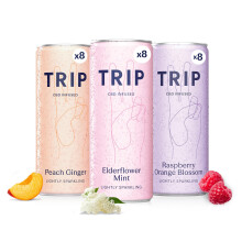 TRIP CBD Drink, Sparkling Mixed Pack Fizzy Drink, Low Calorie, Vegan (Pack of 24 x 250ml)