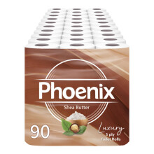 Phoenix Toilet Rolls – 90 Pack | 3 Ply Shea Butter Scented Toilet Paper | Bulk Buy, Soft, Quilted, Sustainably Sourced, Eco- Friendly Luxury Bathroo