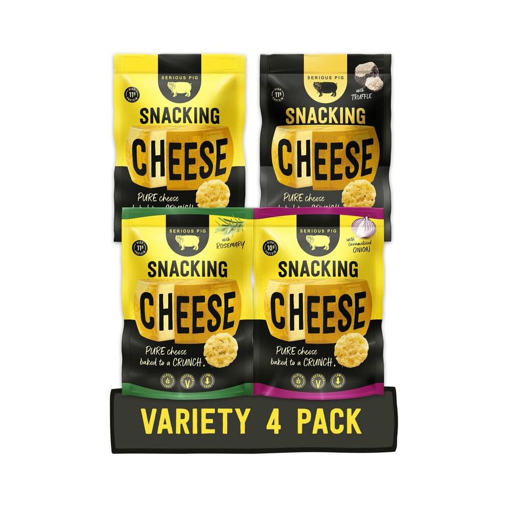 Serious Pig Snacking Cheese Variety Pack, Classic Rosemary Truffle Caramelised Onion Flavours (4 X 24G)