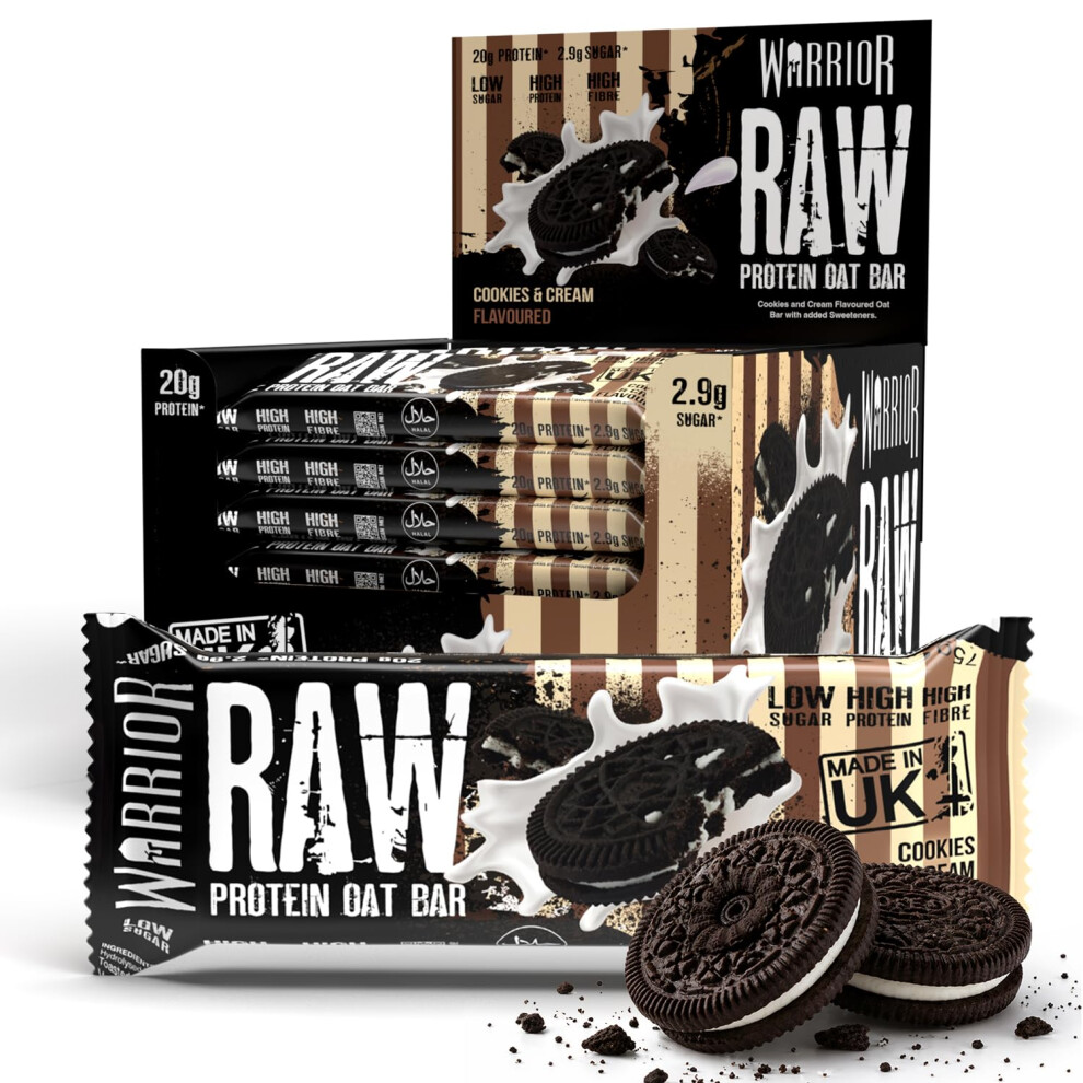 Warrior Raw Protein Flapjack 24 X 75G – 20G High Protein Bars, Low Sugar High Fibre Oat Bars – Protein Bars 24 Pack & Protein Snacks (Cookies And