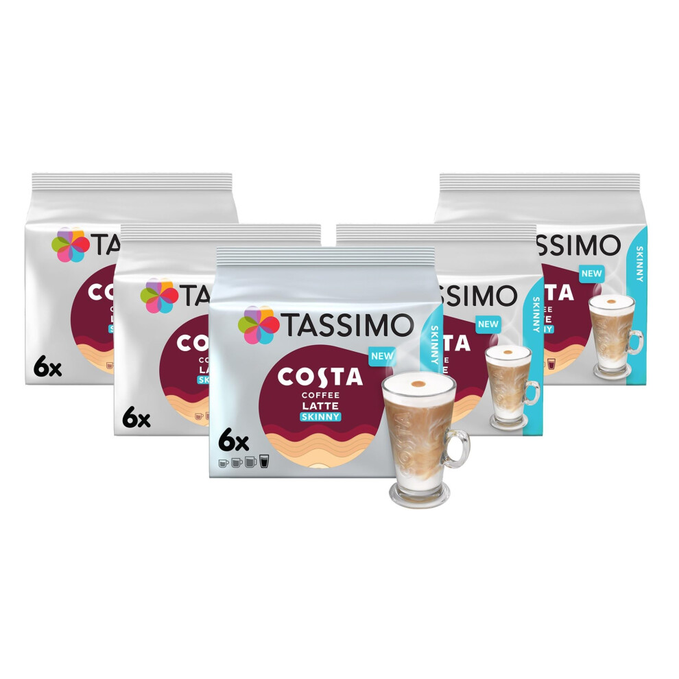 Tassimo Costa Skinny Latte Coffee Pods (Pack Of 5, Total 60 Pods, 30 Servings)