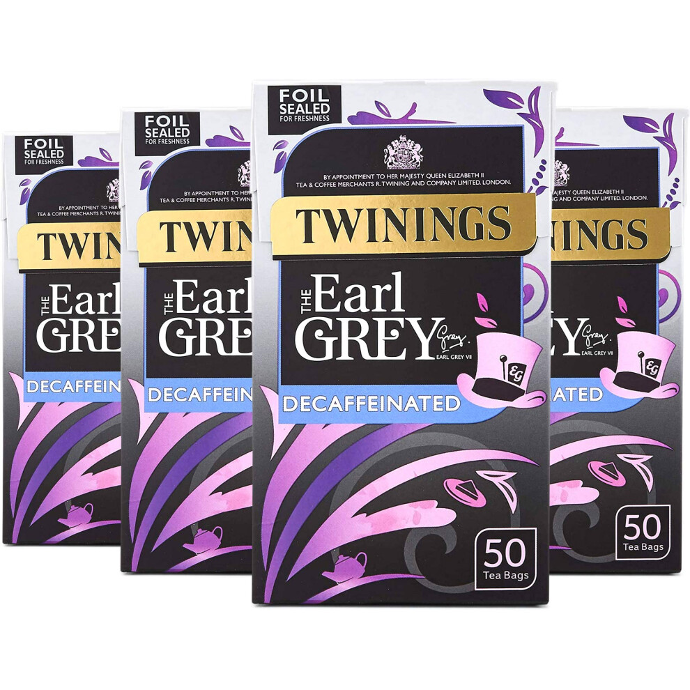 Twinings Decaffeinated Earl Grey Tea 200 Tea Bags, (Multipack Of 4 X 50 Tea Bags)