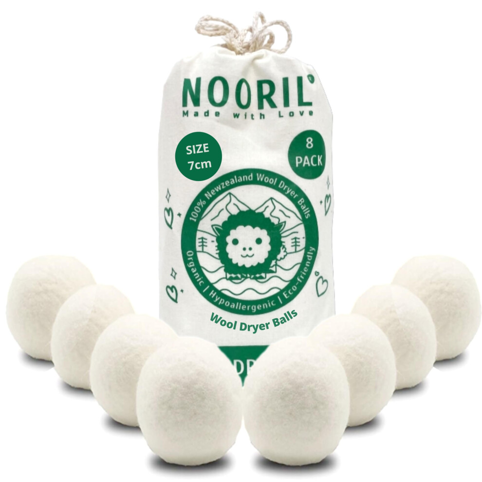 Nooril Tumble Dryer Balls - Handmade Reusable Wool Laundry Balls For Fabric Softening, Reduce Drying Time, Noise, Static-Cling & Wrinkles With No Bad