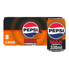 Pepsi Max Tropical, 330ml Cans (Pack of 8)