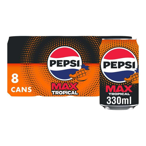 Pepsi Pepsi Max Tropical, 330ml Cans (Pack of 8)