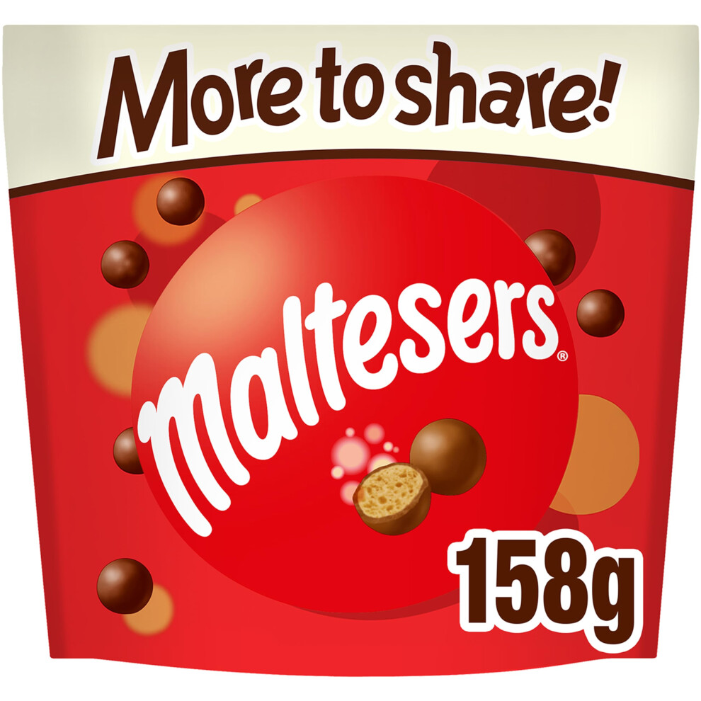 Maltesers Milk Chocolate Sweets Sharing Bag 158G – Chocolate Sweets With Crunchy Malt Centre, Milk Chocolate Candy, Chocolate Gift Bag, Sharing Snac
