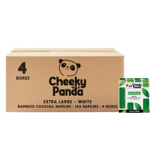 The Cheeky Panda Bamboo Large Paper Napkins | Pack of 400 White Napkins Disposable | 40 x 40cm | 2 Ply Paper Serviettes