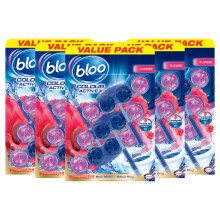 Bloo Colour Active Toilet Rim Block Fresh Flowers with Anti-Limescale, Cleaning Foam, Dirt Protection and Extra Freshness with Bloo Odour-Stop Techno