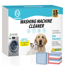 Nunemosk Washing Machine Cleaner Tablets, 15 Tablets, Triple-Layer Formula for Pet Owners — Deep Cleans Front & Top Load, Tackles Pet Hair, Limescal