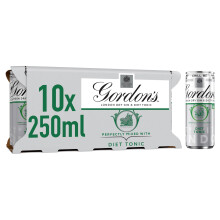 Gordon's London Dry Gin & Diet Tonic | 5% vol | 10 x 250ml Can |