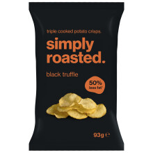 Simply Roasted - Black Truffle Crisps | 12 x 93g Sharer Bags | Earthy & Luxurious | 50% Less Fat | Under 99 Cals Per Serve | Triple Cooked for the Ul