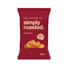 Simply Roasted - Barbecue Crisps | 12 x 93g Sharer Bags | Smoky & Bold | 50% Less Fat | Under 99 Calories Per Serve | Triple Cooked for the Ultimate