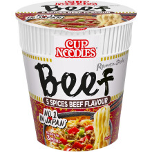 NISSIN Cup Noodles 5 Spices Beef Flavoured Instant Noodles, 64 g Pot (Pack of 8)