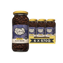 Bold Bean Queen Black Beans 6 x 570g – High Protein & Fibre – Ready to Eat – Vegan, Gluten Free Pantry Staple