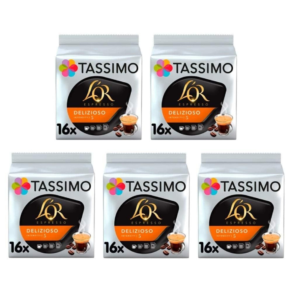 Tassimo L'or Espresso Delizioso Coffee Pods X16 (Pack Of 5, Total 80 Drinks)