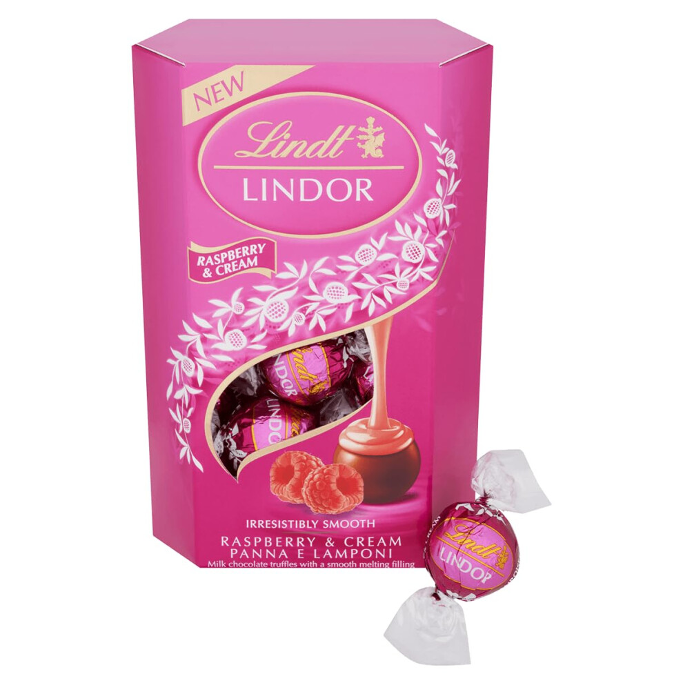 Lindt Lindor Raspberry And Cream Chocolate Truffles – 200G Box