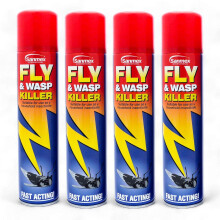 Sanmex Fly & Wasp Killer Spray 4 Pack (300ml Each) – Fast-Acting Insecticide Aerosol for Flies, Wasps, Mosquitoes & Flying Insects – Household Pes