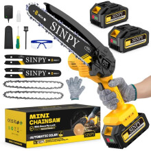 Mini Chainsaw Cordless 8 Inch with 8000mAH Battery, 880W Electric Chain Saw with Auto Oiler/Safety Lock Handheld Chainsaws for Tree Branches, Courtya