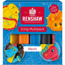 Renshaw Neon Colours, Just Roll With It Fondant Icing Multipack, 5 x 100 g (Pack