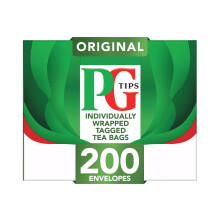 PG Tips Original, Black Tea Bags Bulk, Individually Wrapped String & Tag Teabags, Signature Taste, Refreshing & Flavourful, 200 Plant Based Biodegrad