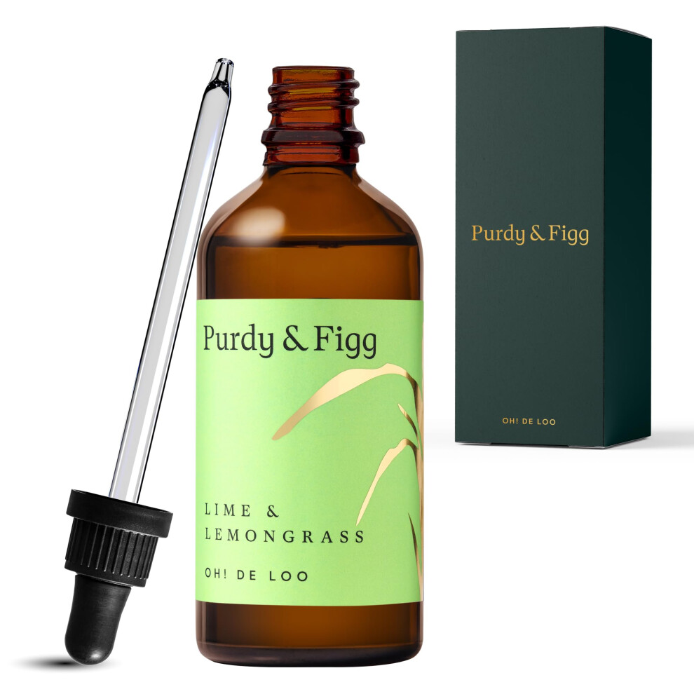 Purdy & Figg | Oh! De Loo Toilet Freshener | 90Ml | Lime & Lemongrass Natural Air Freshener Spray | Odour Eliminator For Bathroom & Home | Essential