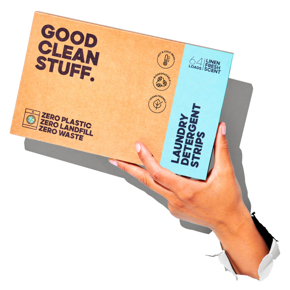 Good Clean Stuff. Good Clean Stuff Laundry Detergent Strips Sheets 64 Loads Eco Ultra-Concentrated Non-Bio Linen Fresh Scent For Machine And Hand Washing