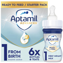 Aptamil Advanced 1 First Baby Milk Formula Starter Pack Ready to Use Liquid, from Birth, 6x70 ml