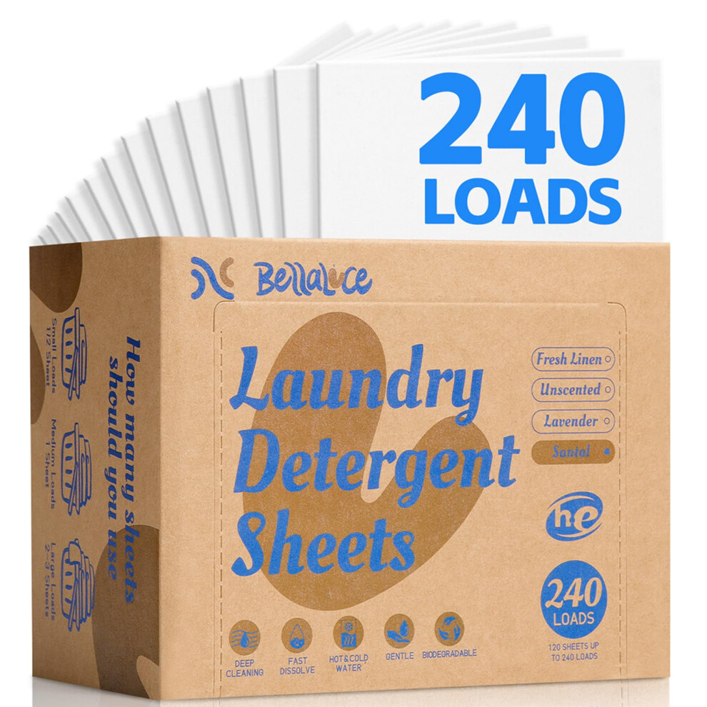Bellaluce Laundry Detergent Sheets - 240 Loads Boys - Laundry Sheets For Dorm,College,Home,Hotel,Apartment,Camping,Cruise,Road Trip,Beach Vacation,Ba