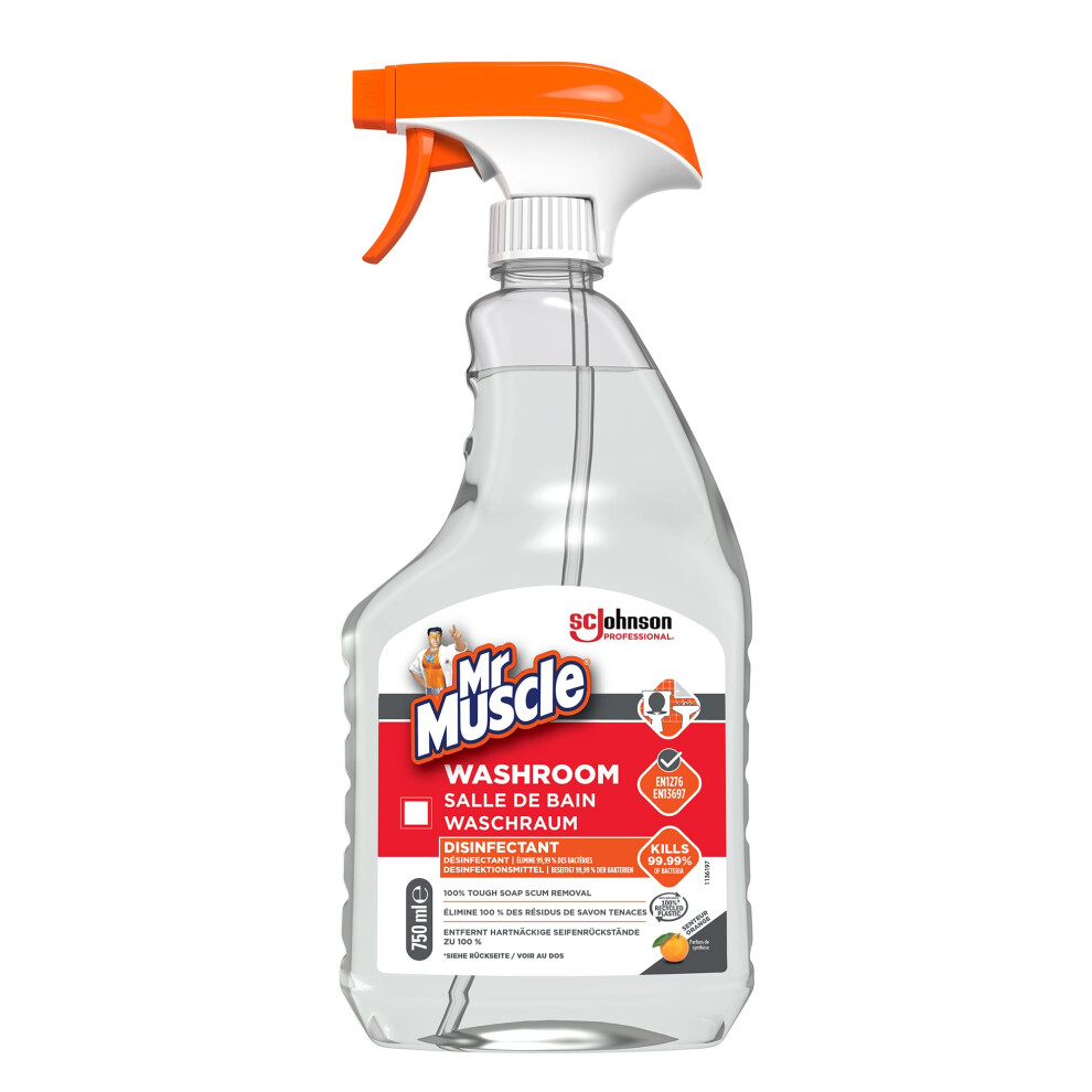 Sc Johnson Professional Mr Muscle Washroom Cleaner Â Removes Soap Scum & Limescale Â Fresh Citrus Â Hospital Grade Â 750Ml Spray Â For Profe