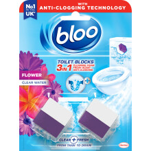 Bloo 3in1 Toilet Blocks, Pack of 2, Limescale Remover Cistern, Cleaner with Cleaning and Foaming Action, Fresheners – Fresh Flowers