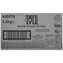 Tate & Lyle - White Sugar Sticks - Pure Cane Sugar - Individually Wrapped for Hygiene - Hot Drinks, Meetings & Coffee Shops - Convenient - 1000 x 2.5