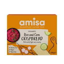 Amisa Organic Gluten-Free Rice and Corn Crispbread 120g, Pack of 6 - Light & Crunchy Texture - Individually Packed