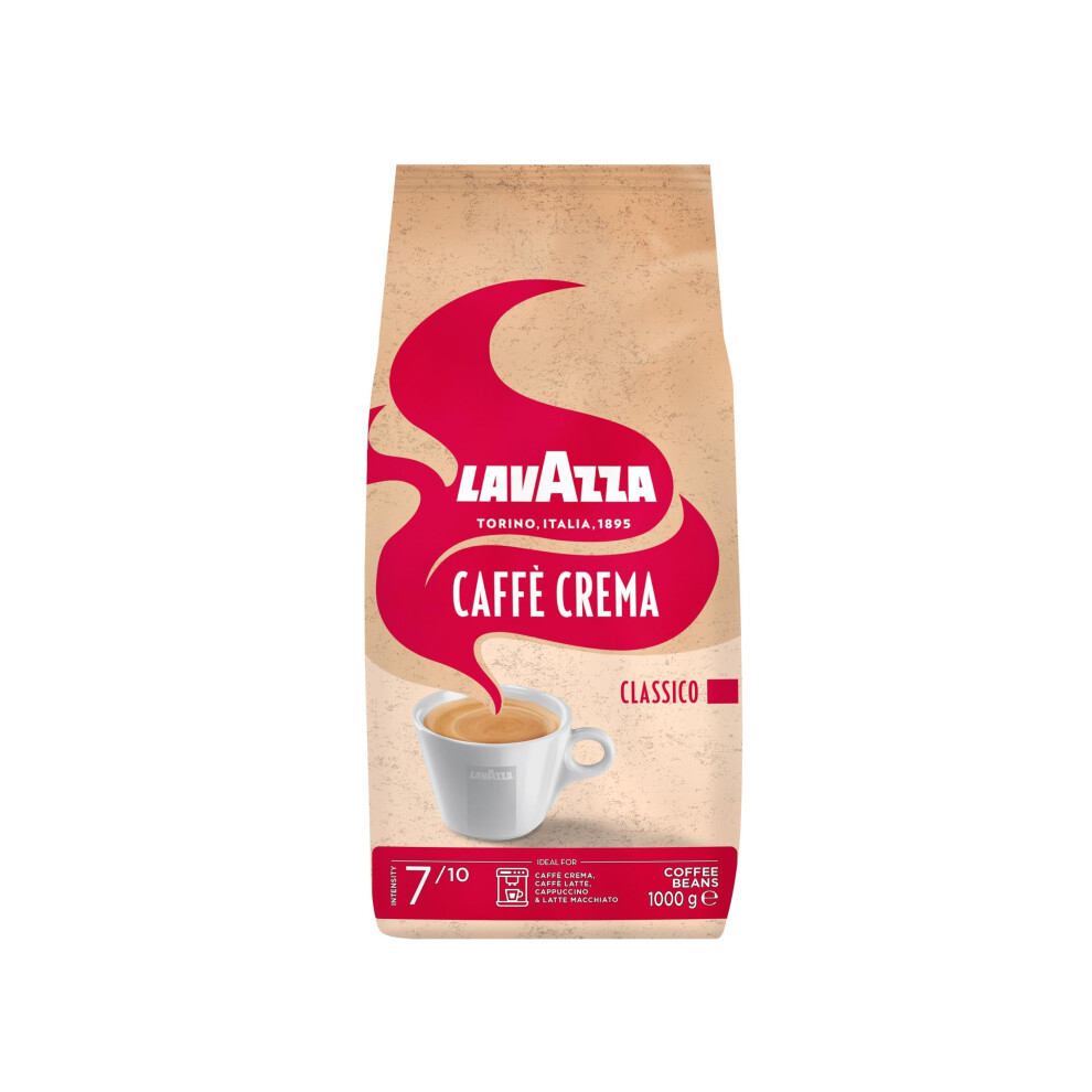 Lavazza Caffè Crema Classico, Coffee Beans, Arabica And Robusta, Cocoa And Wood Notes, Intensity 7/10, Medium Roasting, 1 Kg