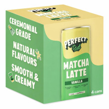 PerfectTed Vanilla Matcha Latte RTD, Ceremonial Grade Matcha, 4 x 250ml Cans, Ready-to-Drink with Gluten-Free Oats | Smooth & Creamy | Dairy-Free | V